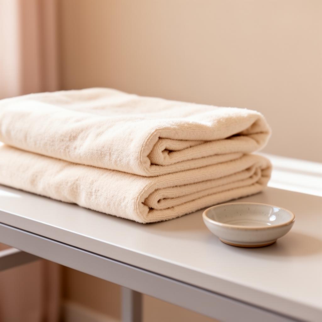 Folded towels in the treatment space