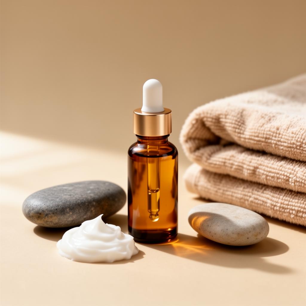Facial oils and skincare still life